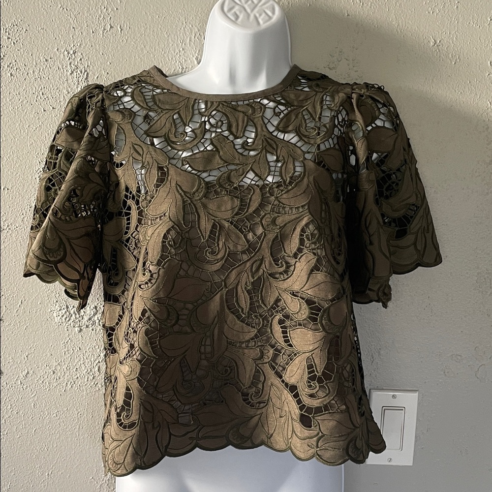 Express Olive Lace Blouse